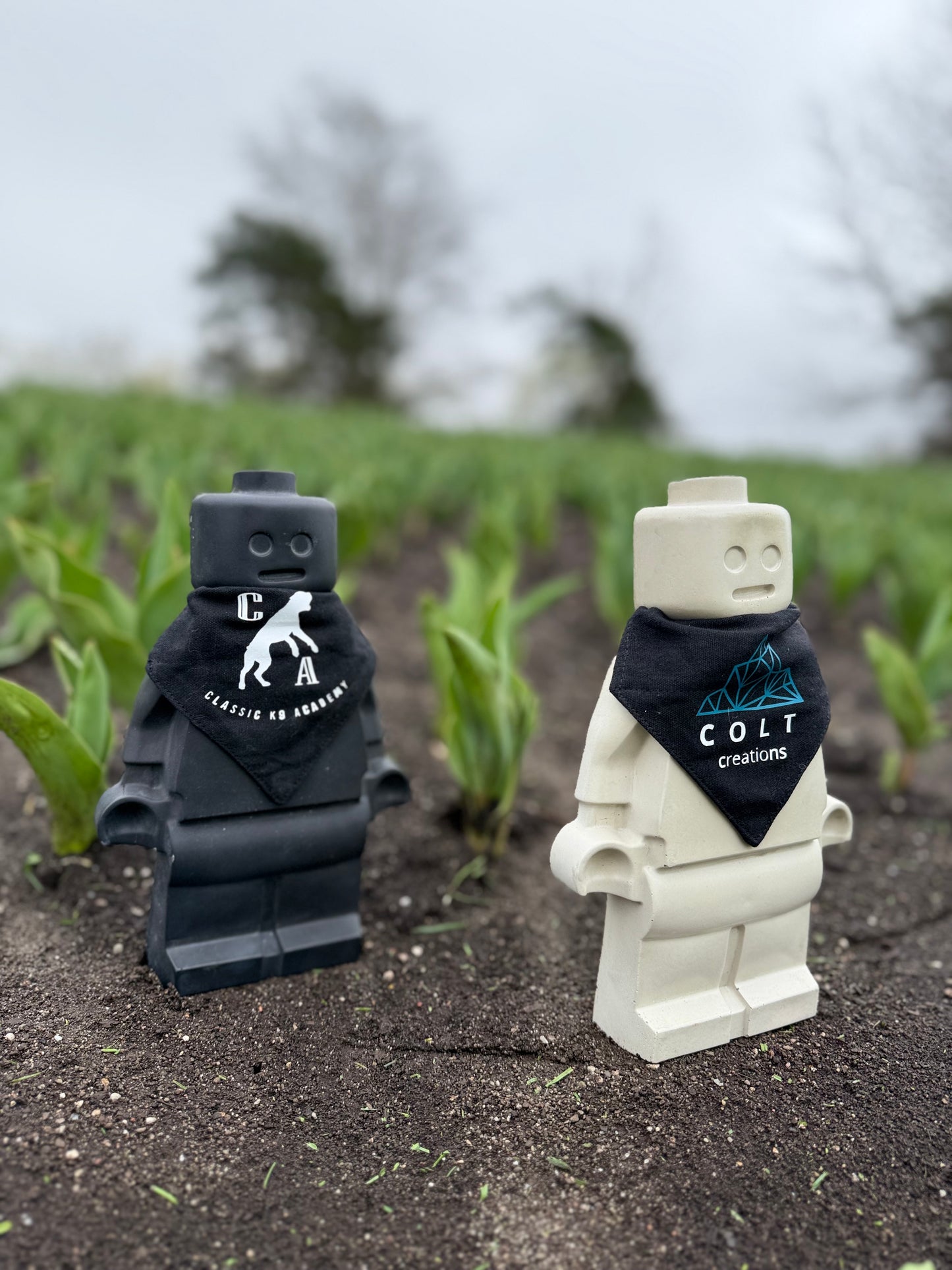 Brick Man Garden Gnome with Personalized Bandana