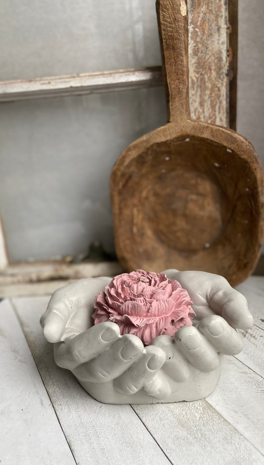 Concrete Hands with Peony