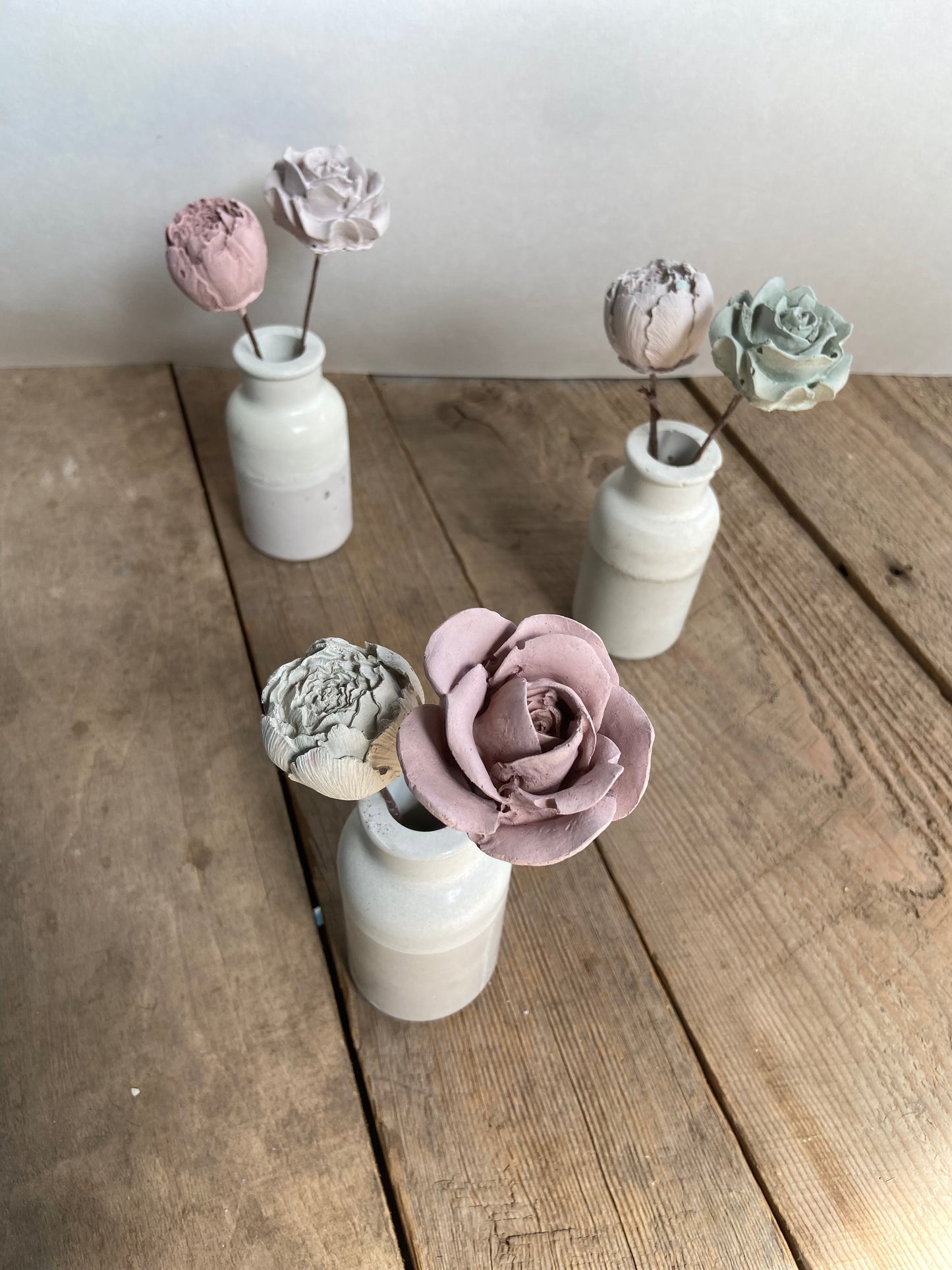Concrete Vase with Two Concrete Flowers