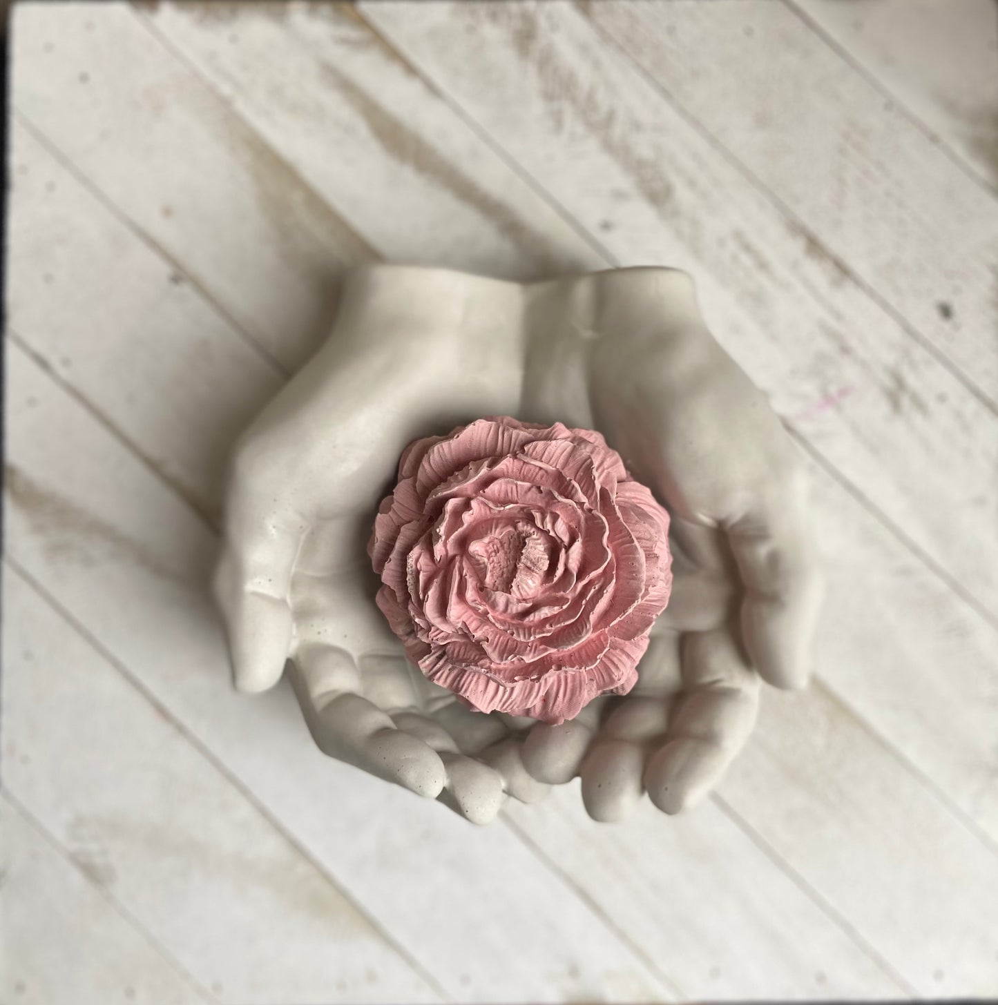 Concrete Hands with Peony