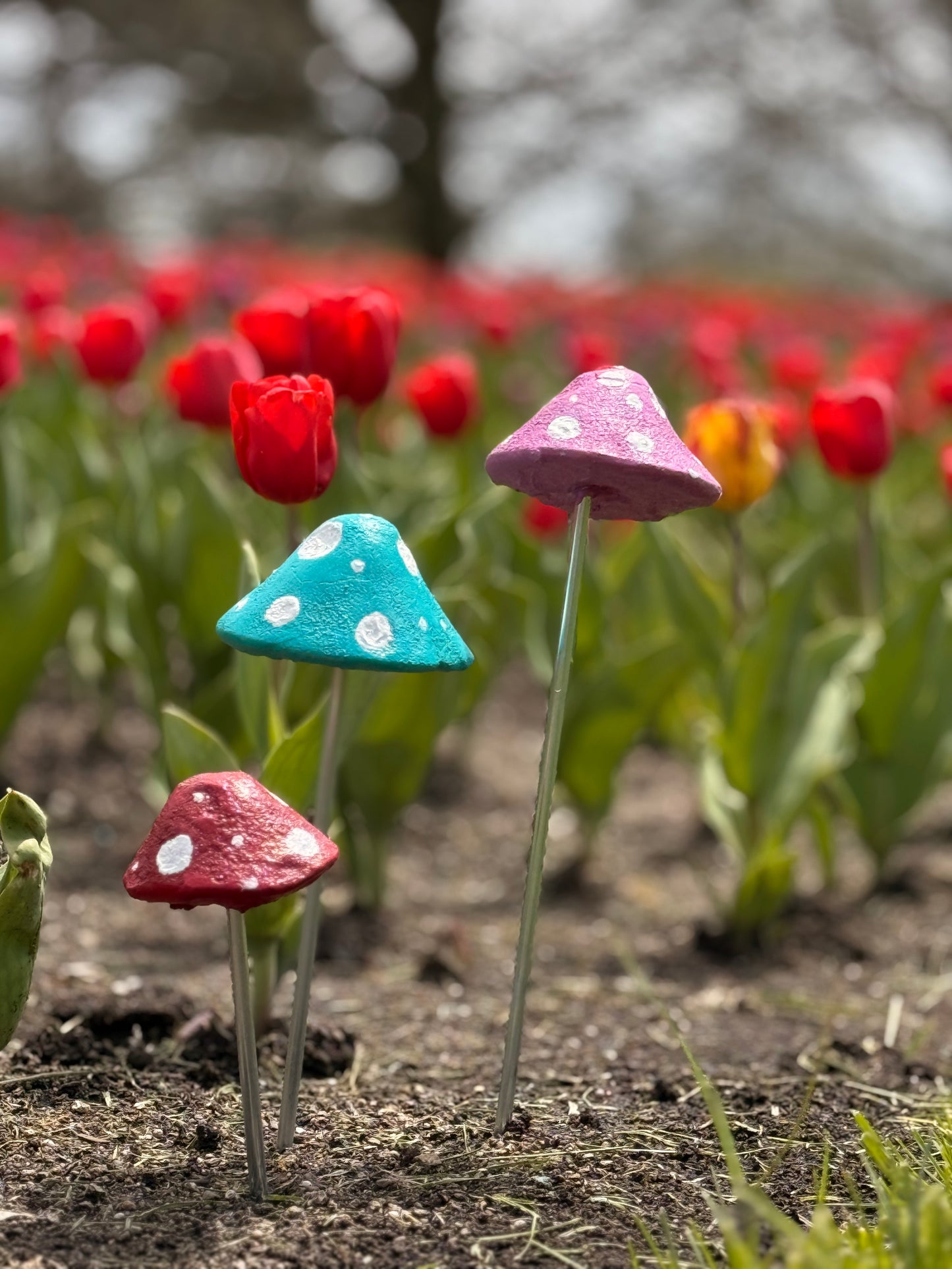 Concrete Mushroom Garden Stakes