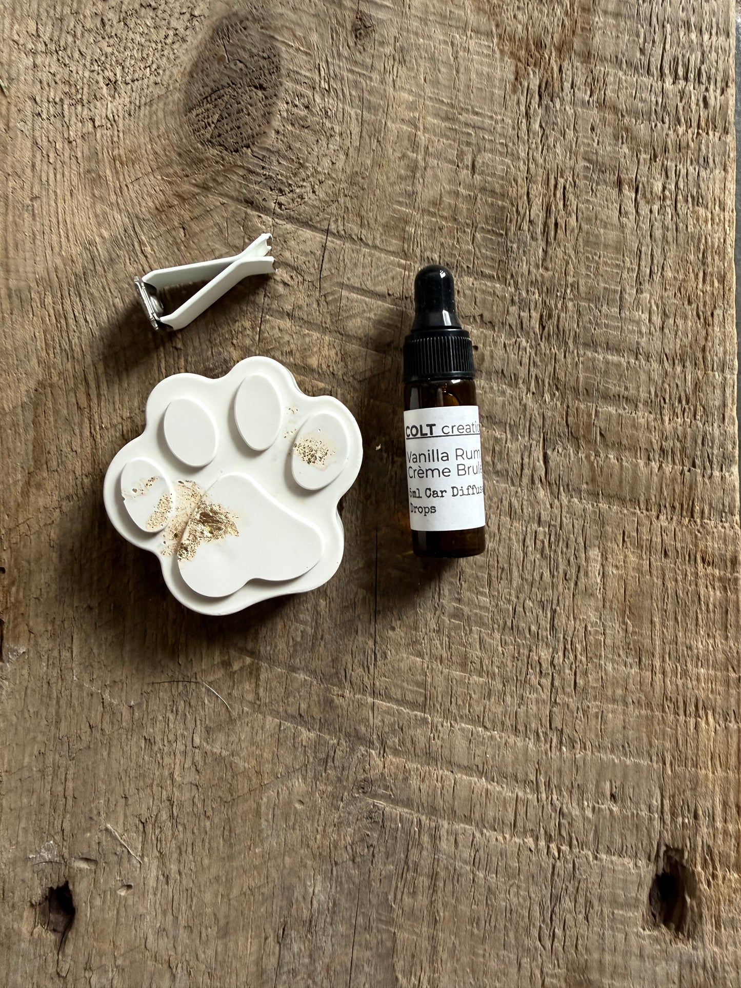 Jesmonite Paw Print Car Diffuser Set