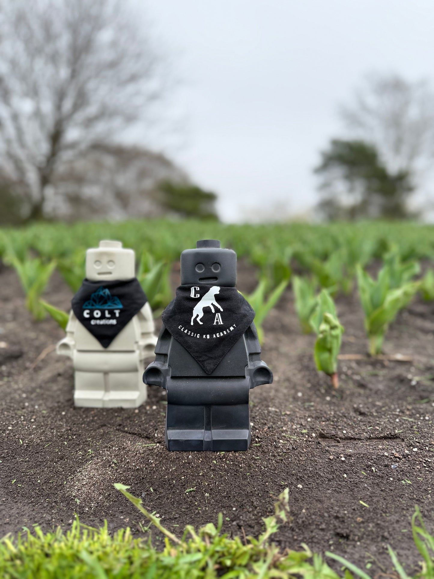 Brick Man Garden Gnome with Personalized Bandana