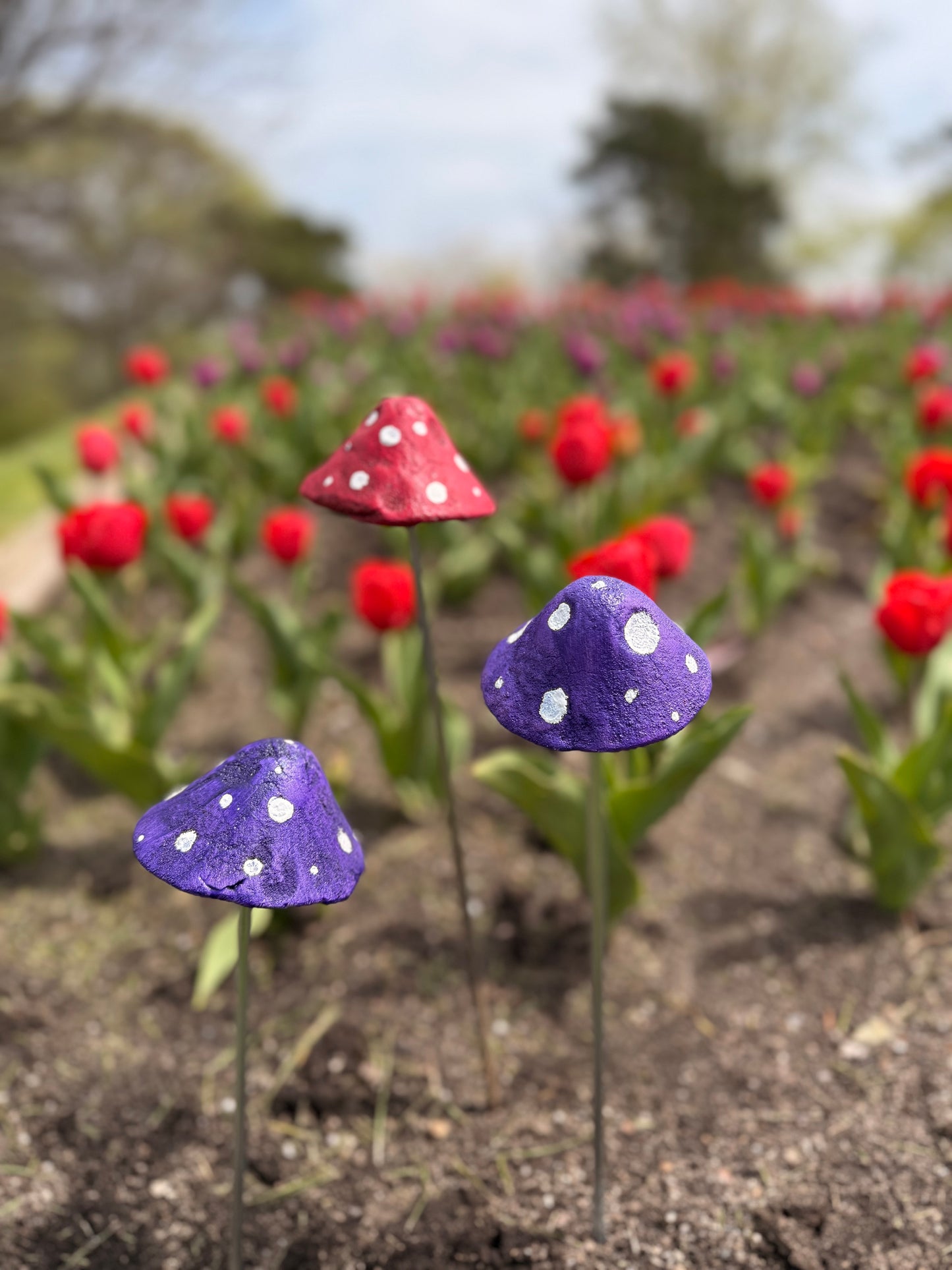 Concrete Mushroom Garden Stakes