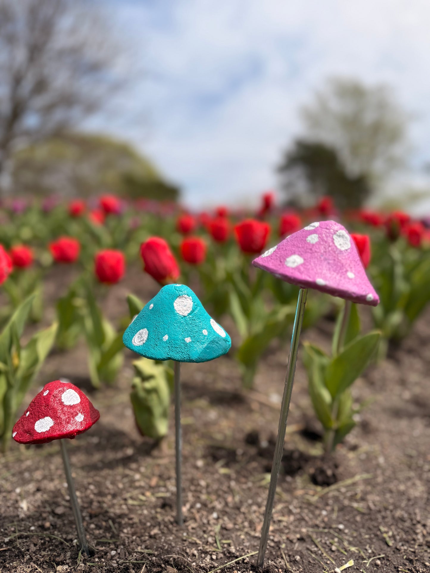 Concrete Mushroom Garden Stakes